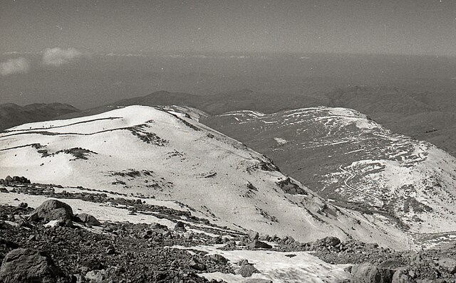 Snow-covered slopes of Mount Hermon on the Israel-Lebanon border