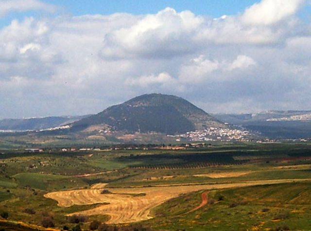 Mount Tabor rising above the Jezreel Valley in northern Israel, traditionally associated with the Transfiguration of Jesus